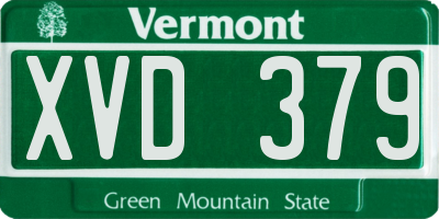 VT license plate XVD379
