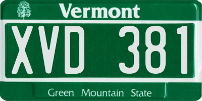 VT license plate XVD381