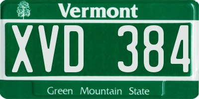 VT license plate XVD384