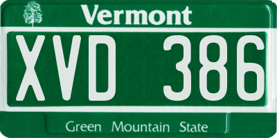 VT license plate XVD386