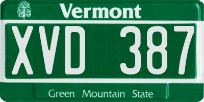 VT license plate XVD387