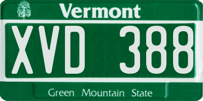 VT license plate XVD388