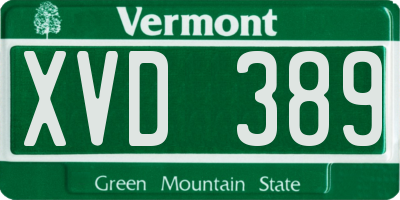 VT license plate XVD389