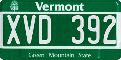 VT license plate XVD392