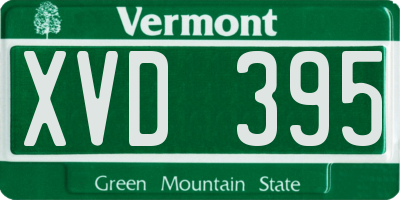 VT license plate XVD395