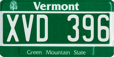 VT license plate XVD396