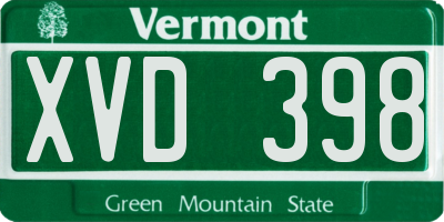 VT license plate XVD398