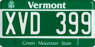 VT license plate XVD399