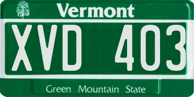 VT license plate XVD403
