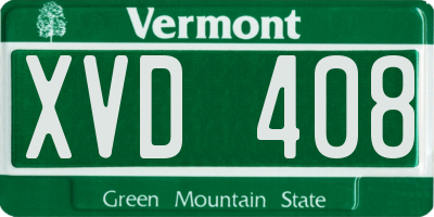 VT license plate XVD408