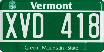 VT license plate XVD418