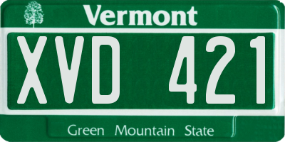 VT license plate XVD421