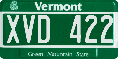 VT license plate XVD422