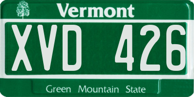 VT license plate XVD426