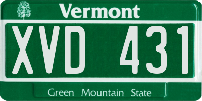 VT license plate XVD431