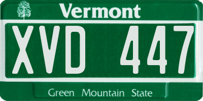 VT license plate XVD447