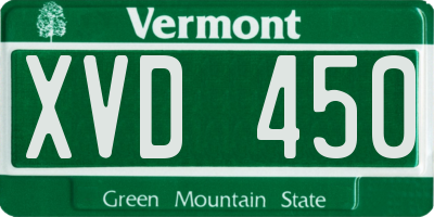 VT license plate XVD450