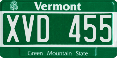 VT license plate XVD455