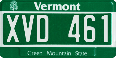 VT license plate XVD461