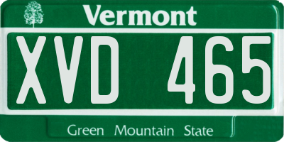 VT license plate XVD465