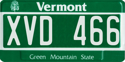 VT license plate XVD466