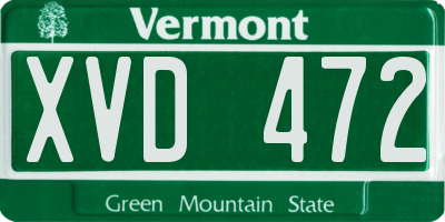 VT license plate XVD472