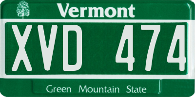 VT license plate XVD474