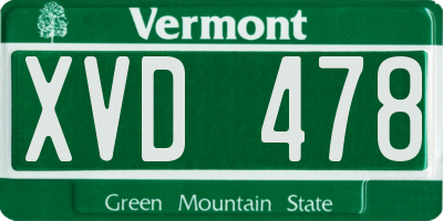 VT license plate XVD478