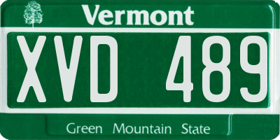 VT license plate XVD489