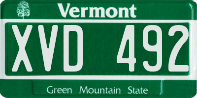 VT license plate XVD492