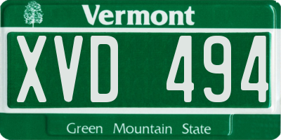 VT license plate XVD494