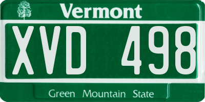 VT license plate XVD498