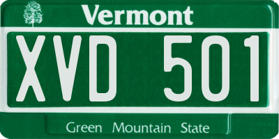 VT license plate XVD501