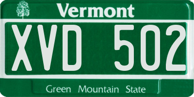 VT license plate XVD502
