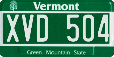 VT license plate XVD504