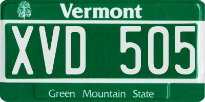 VT license plate XVD505
