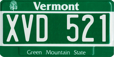 VT license plate XVD521