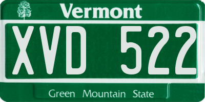 VT license plate XVD522