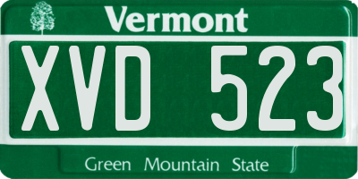 VT license plate XVD523