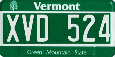 VT license plate XVD524