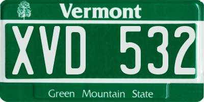 VT license plate XVD532