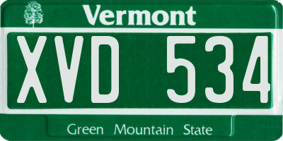 VT license plate XVD534