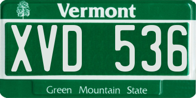 VT license plate XVD536