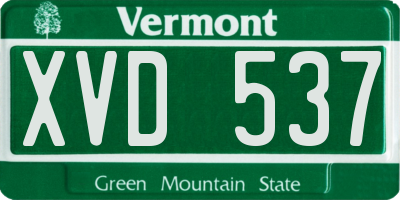 VT license plate XVD537