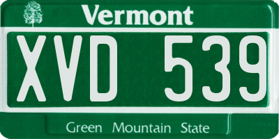 VT license plate XVD539