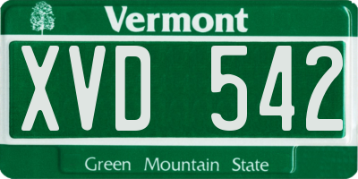 VT license plate XVD542