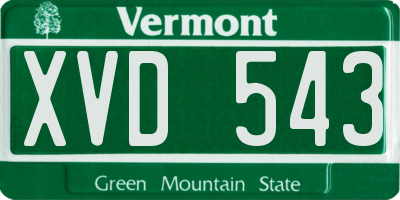 VT license plate XVD543