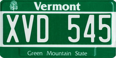 VT license plate XVD545