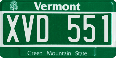 VT license plate XVD551