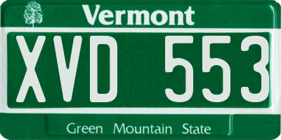 VT license plate XVD553